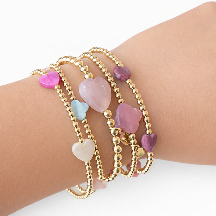 Symbols Five Hearts Bracelet Amethyst