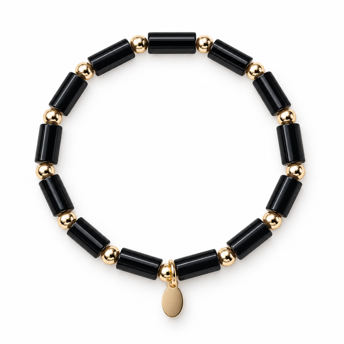 Essential Black Onyx  Bar Statement Bracelet