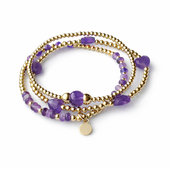 Symbols Five Hearts Bracelet Amethyst