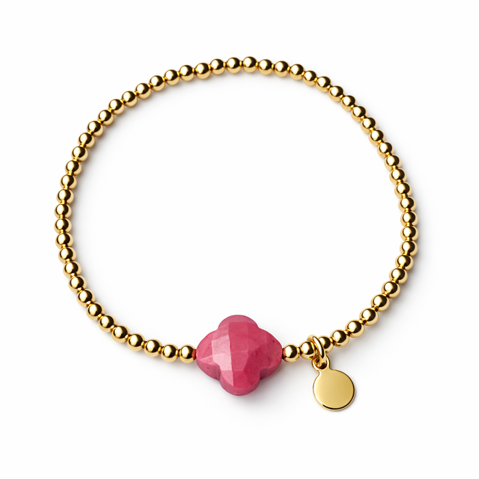 Symbols Clover Bracelet Rhodochrosite