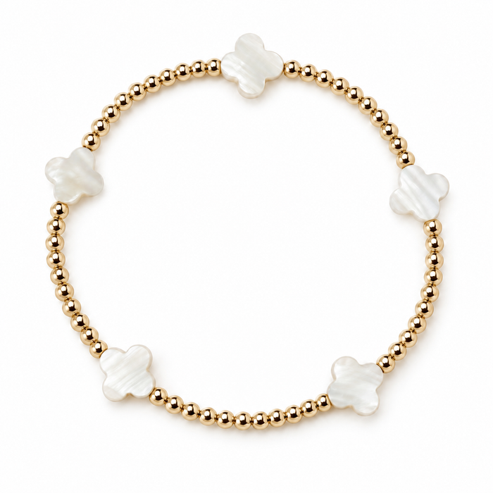 Symbols Five Clovers Bracelet White MOP