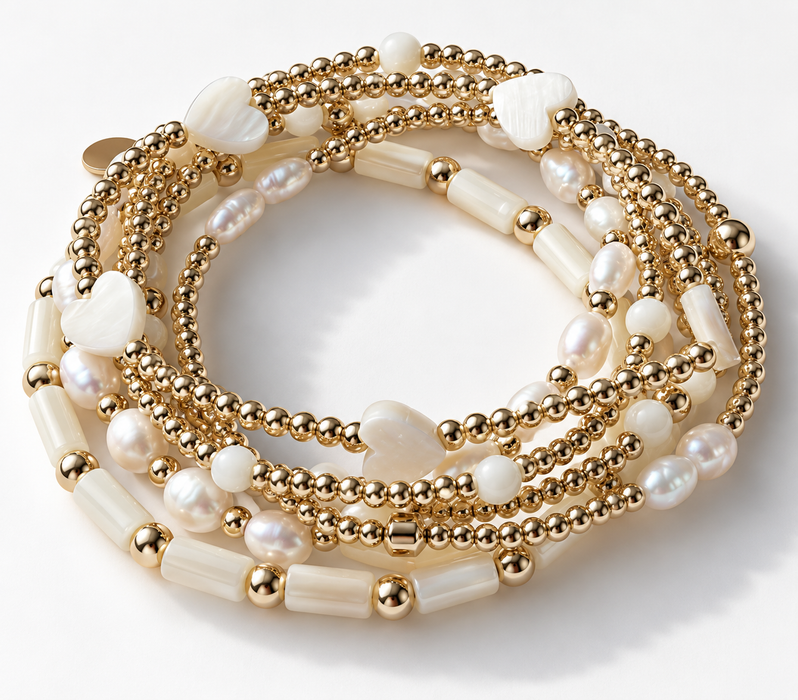 Symbols Five Clovers Bracelet White MOP