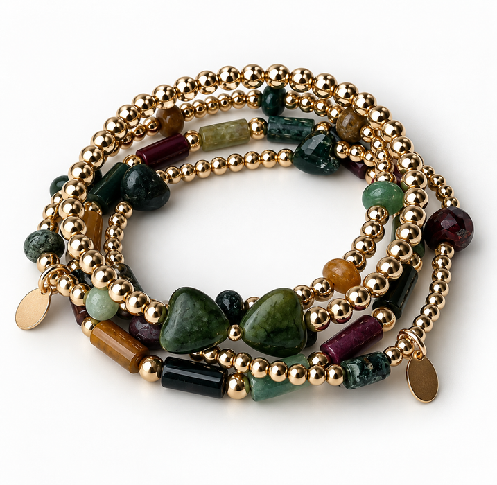 Symbols Five Hearts Bracelet Agate