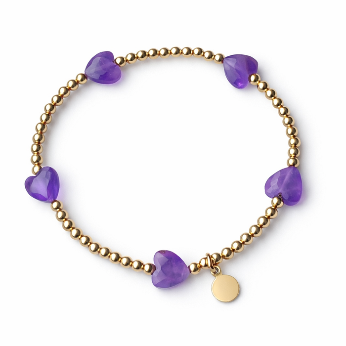Symbols Five Hearts Bracelet Amethyst