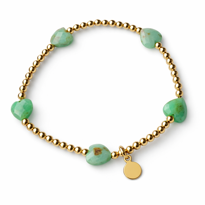 Symbols Five Hearts Bracelet Green Opal