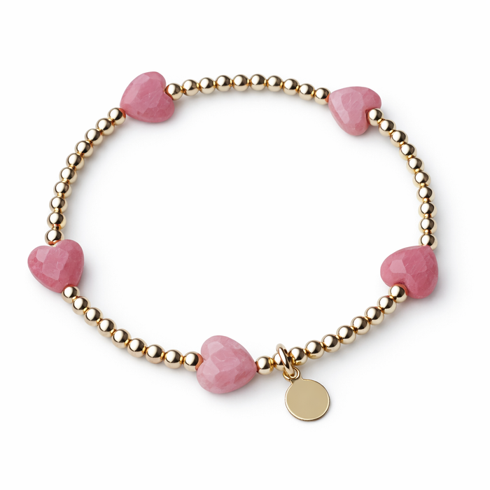 Symbols Five Hearts Bracelet Rhodochrosite
